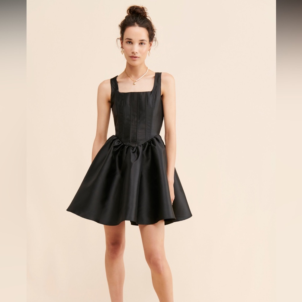 Black Corset Satin Mini Dress